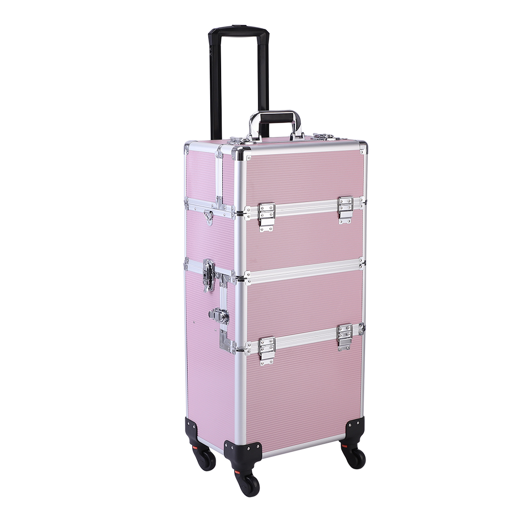 3 in 1 Aluminum Cosmetic Makeup Case Tattoo Box Pink