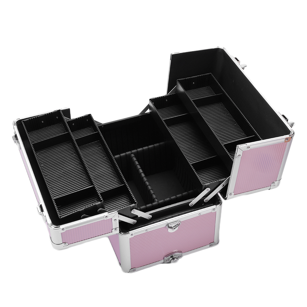 3 in 1 Aluminum Cosmetic Makeup Case Tattoo Box Pink