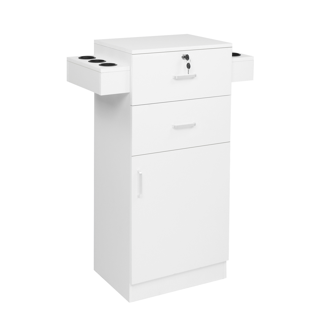 15 cm P2 density board pitted surface 2 drawers 1 door 6 hair dryer double ear cabinet with lock Salon cabinet white