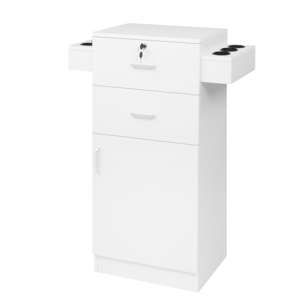 15 cm P2 density board pitted surface 2 drawers 1 door 6 hair dryer double ear cabinet with lock Salon cabinet white