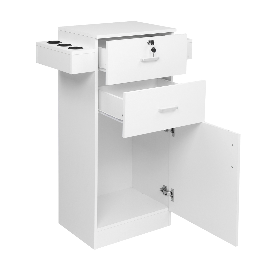 15 cm P2 density board pitted surface 2 drawers 1 door 6 hair dryer double ear cabinet with lock Salon cabinet white