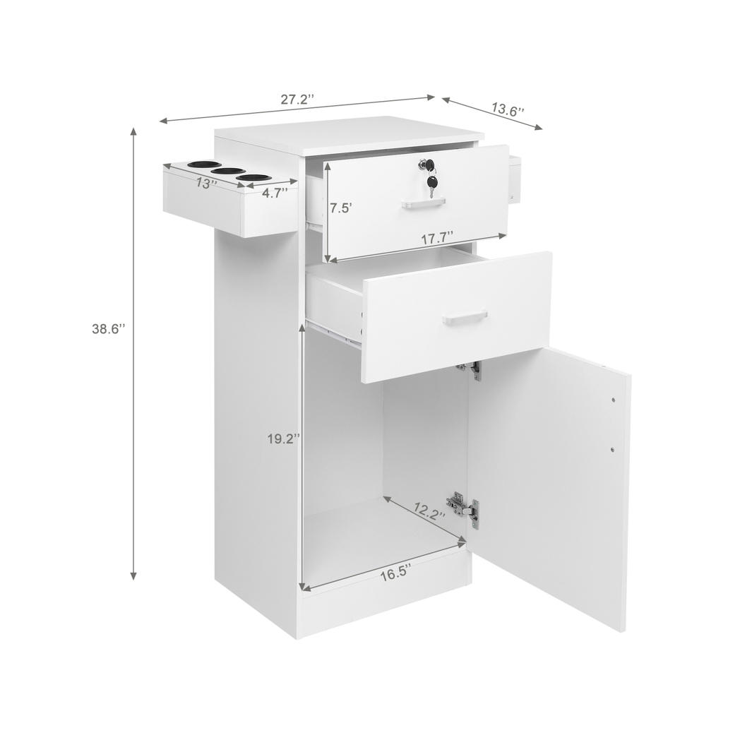 15 cm P2 density board pitted surface 2 drawers 1 door 6 hair dryer double ear cabinet with lock Salon cabinet white