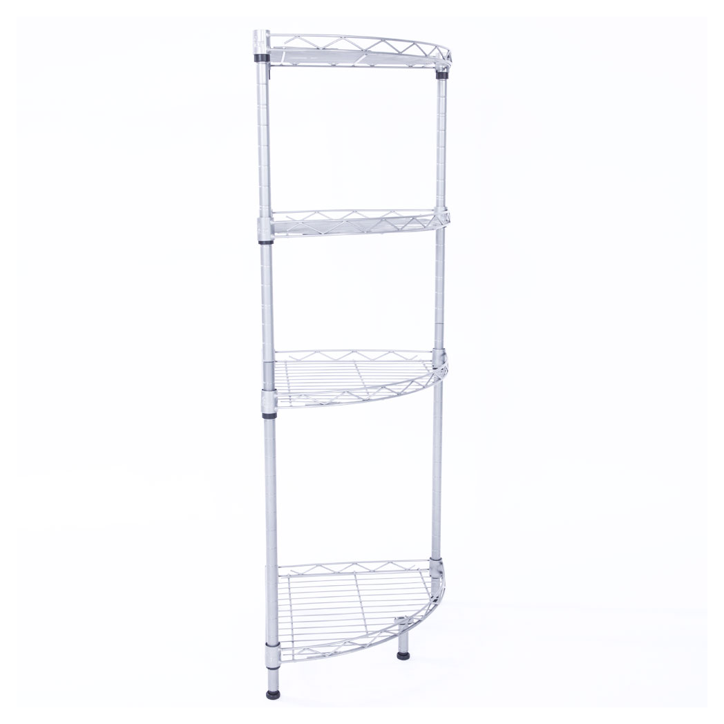 XM-243S Fan-shaped Carbon Steel Metal Assembly 4-Tier Storage Rack Silver Gray