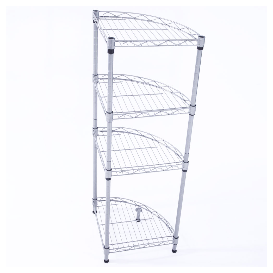 XM-243S Fan-shaped Carbon Steel Metal Assembly 4-Tier Storage Rack Silver Gray