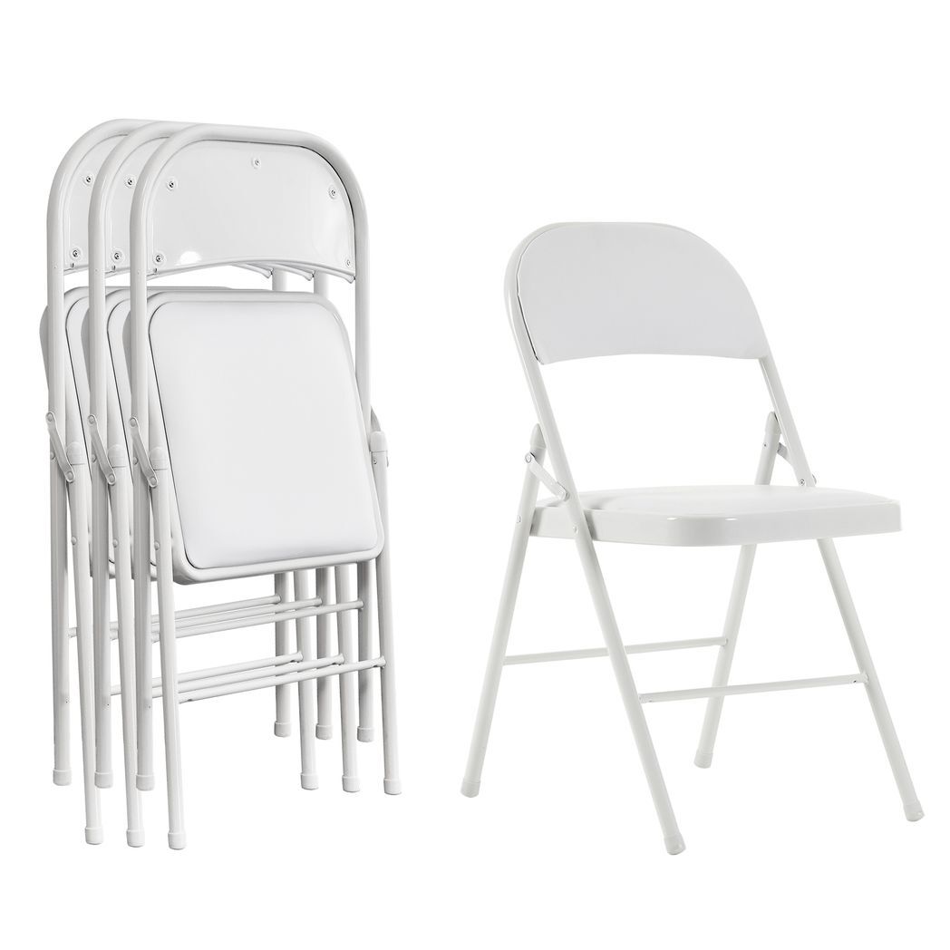 4pcs Elegant Foldable Iron & PVC Chairs for Convention & Exhibition White