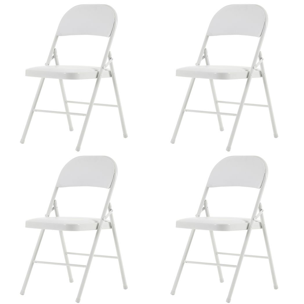 4pcs Elegant Foldable Iron & PVC Chairs for Convention & Exhibition White