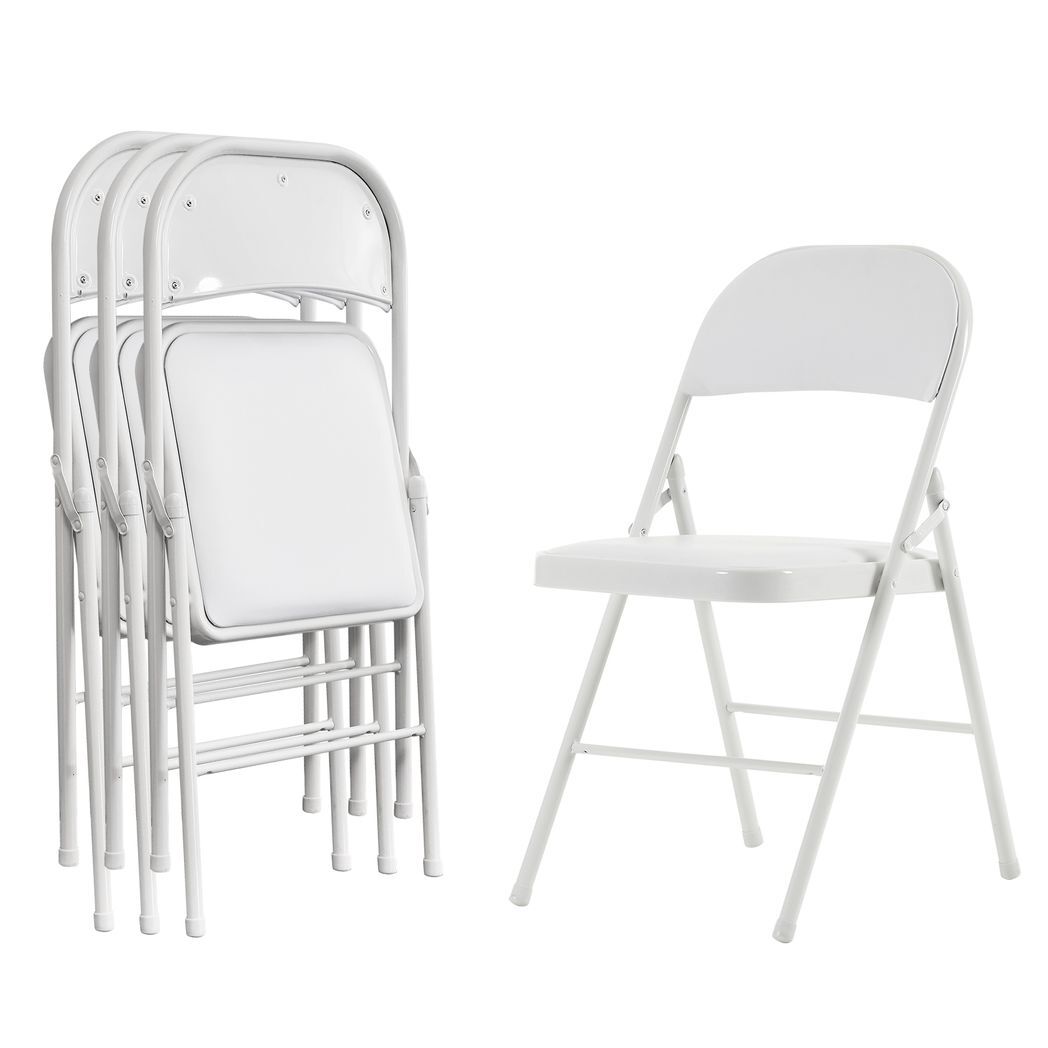 4pcs Elegant Foldable Iron & PVC Chairs for Convention & Exhibition White