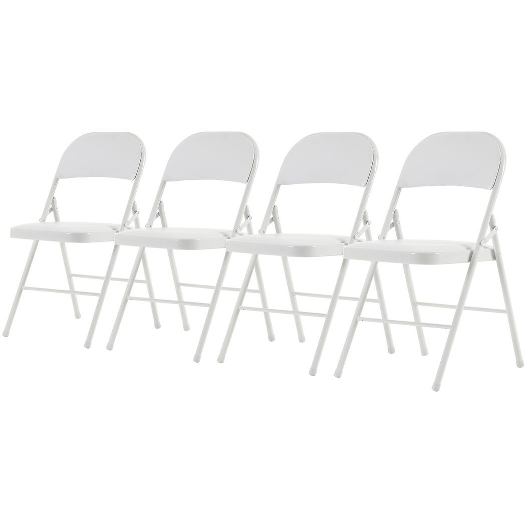 4pcs Elegant Foldable Iron & PVC Chairs for Convention & Exhibition White