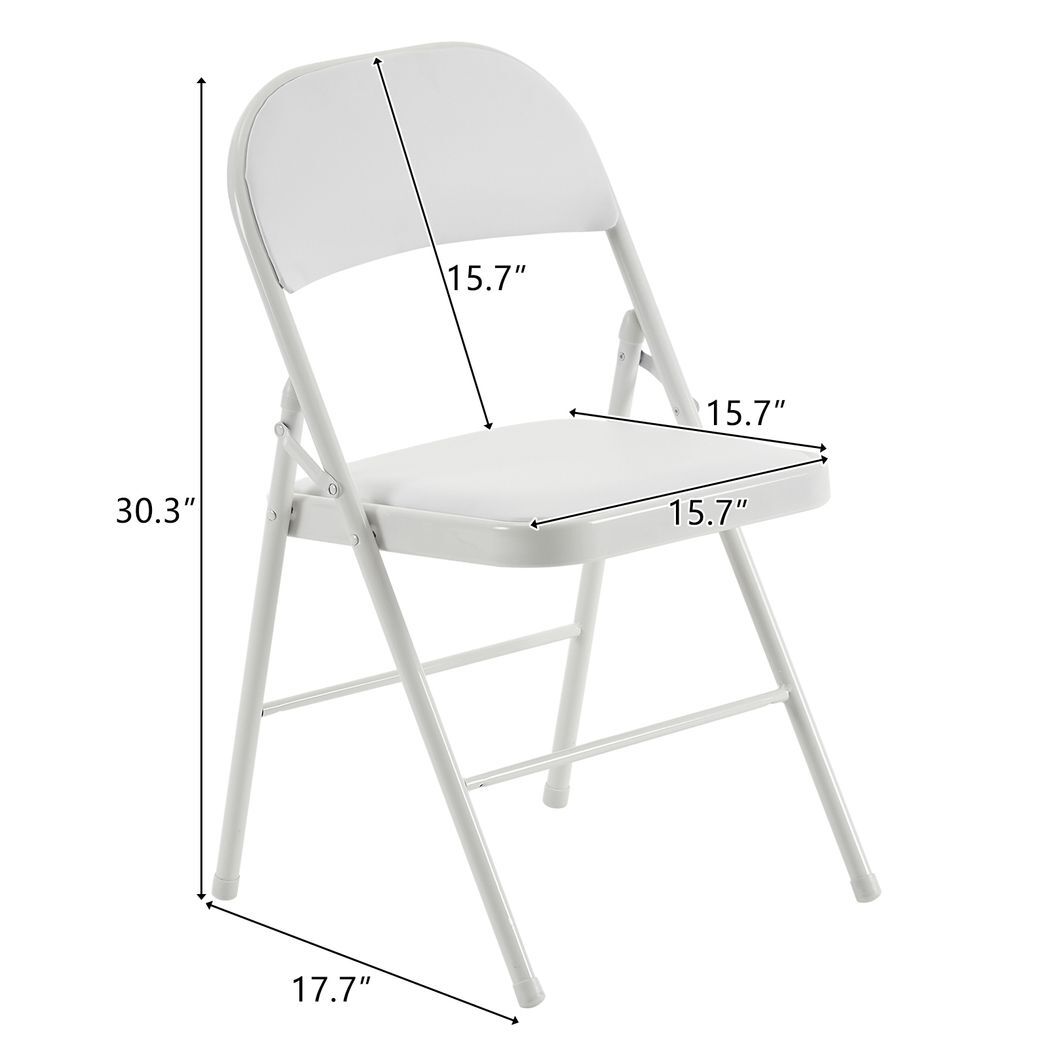 4pcs Elegant Foldable Iron & PVC Chairs for Convention & Exhibition White