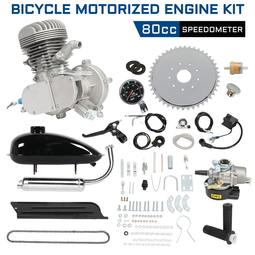 80cc 2.20kW 6000r/min Maximum Speed 38km/h Including Meter Bicycle Modification Parts Silver