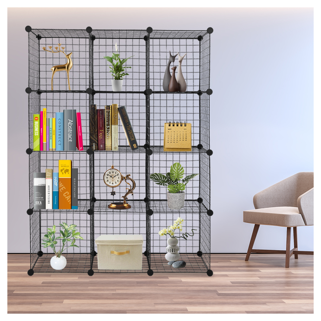 12-Cube Organizer Cube Storage Storage Shelves Wire Cube Storage Origami Shelves Metal Grid Multifunction Shelving Unit Modular Cubbies Organizer Bookcase