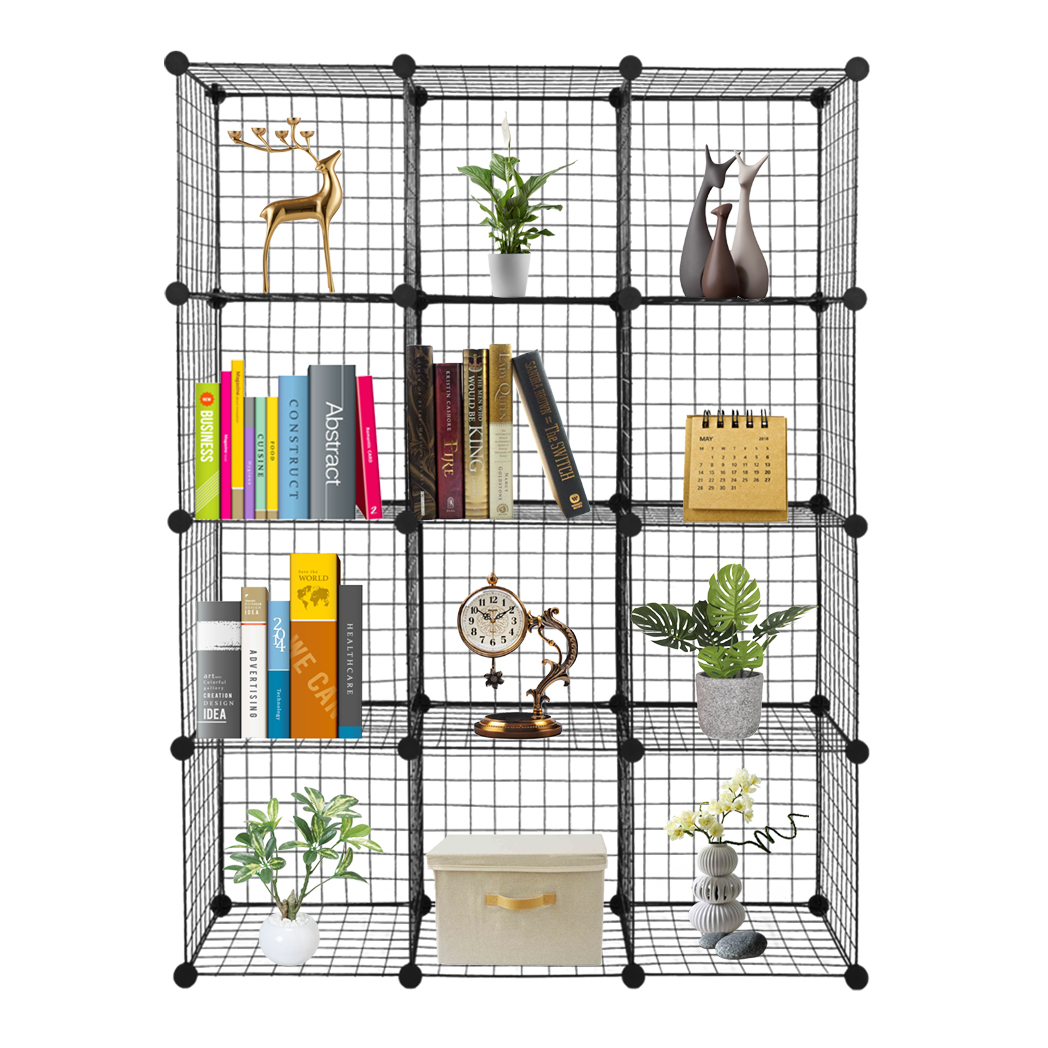 12-Cube Organizer Cube Storage Storage Shelves Wire Cube Storage Origami Shelves Metal Grid Multifunction Shelving Unit Modular Cubbies Organizer Bookcase