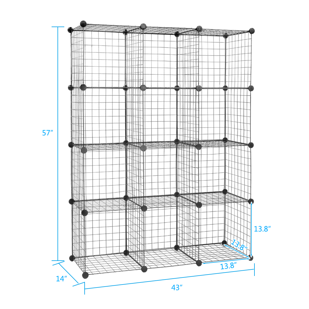 12-Cube Organizer Cube Storage Storage Shelves Wire Cube Storage Origami Shelves Metal Grid Multifunction Shelving Unit Modular Cubbies Organizer Bookcase