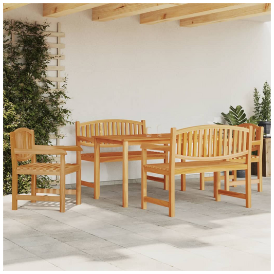 5 Piece Garden Dining Set Solid Wood Teak