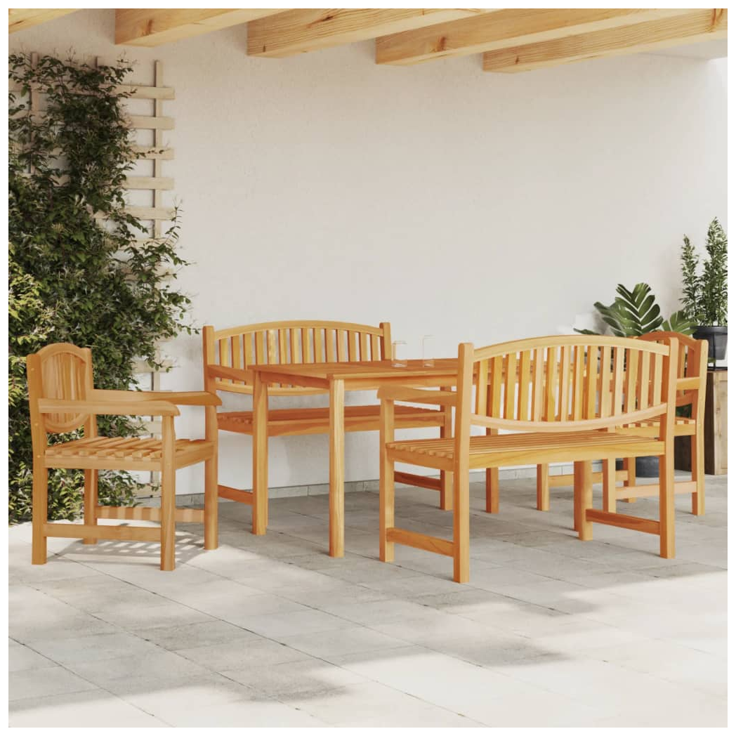 5 Piece Garden Dining Set Solid Wood Teak