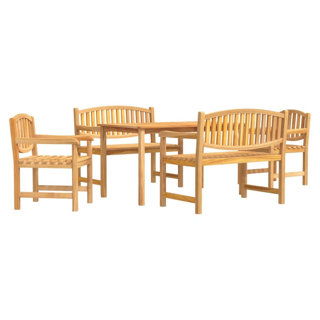 5 Piece Garden Dining Set Solid Wood Teak