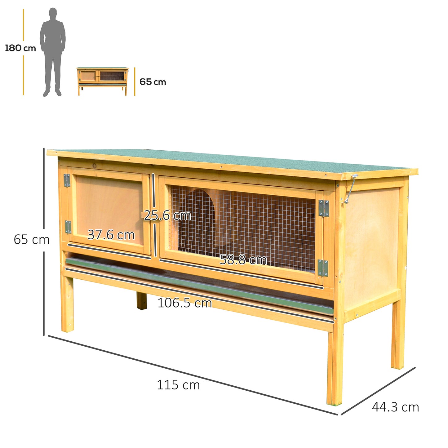 Wooden Rabbit Hutch Bunny Cage Outdoor Small Animal House w/ Hinged Top