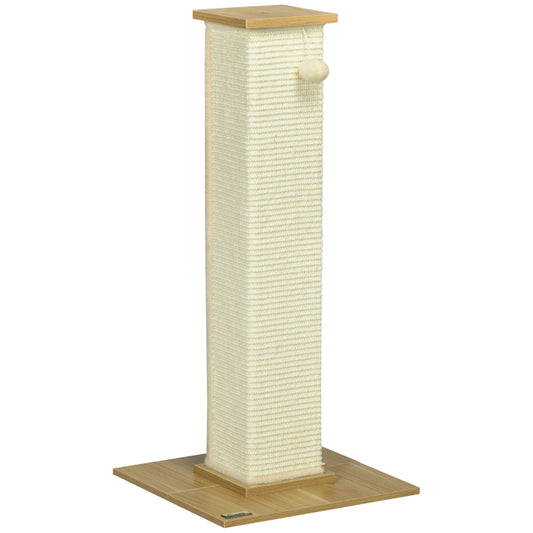 80cm Sisal Rope Scratching Post w/ Toy Ball - White