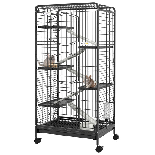 6 Levels Small Animal Cage for Rabbits, Minks, Chinchillas - Black