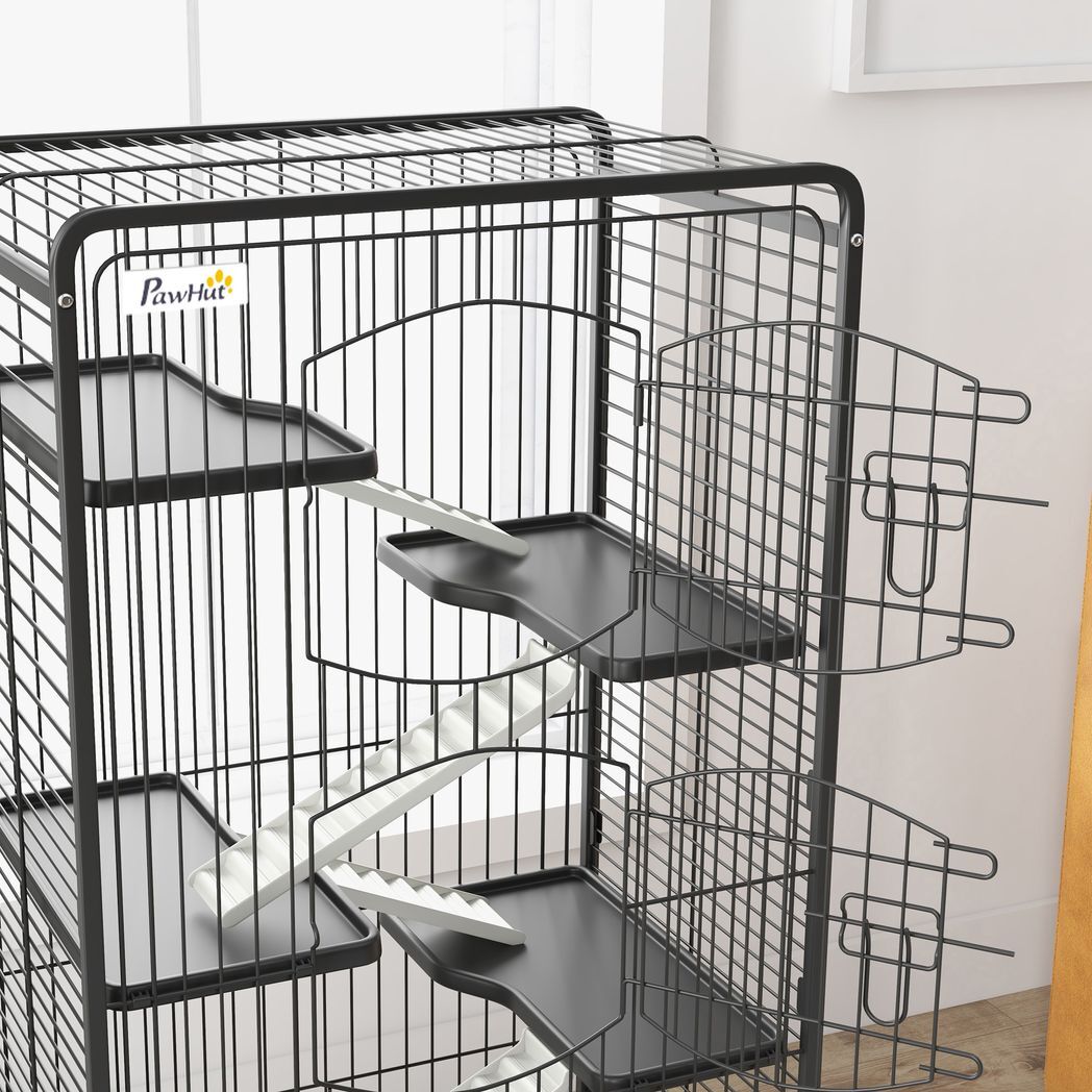 6 Levels Small Animal Cage for Rabbits, Minks, Chinchillas - Black