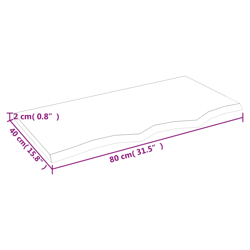 Bathroom Countertop 80x40x2 cm Untreated Solid Wood