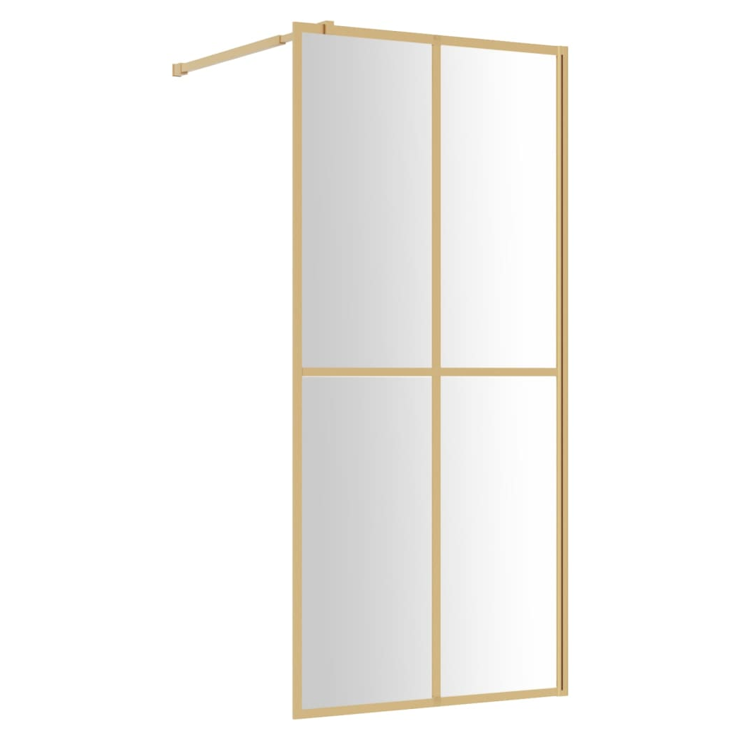 Walk-in Shower Wall with Clear ESG Glass Gold 100x195 cm