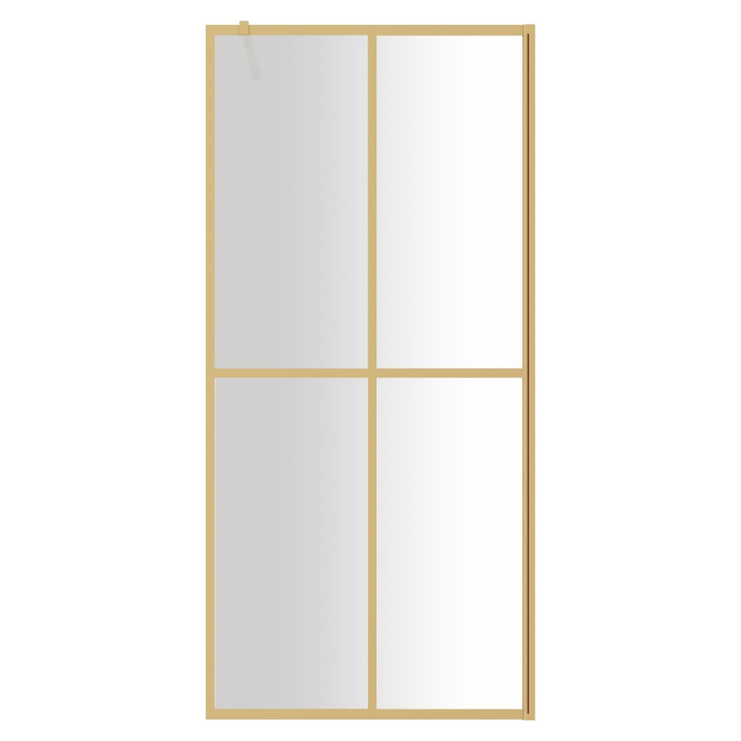 Walk-in Shower Wall with Clear ESG Glass Gold 100x195 cm