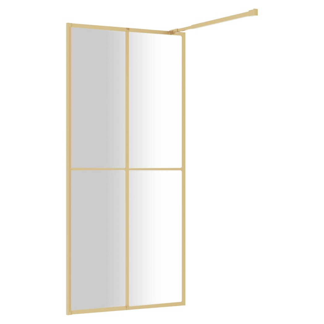 Walk-in Shower Wall with Clear ESG Glass Gold 100x195 cm