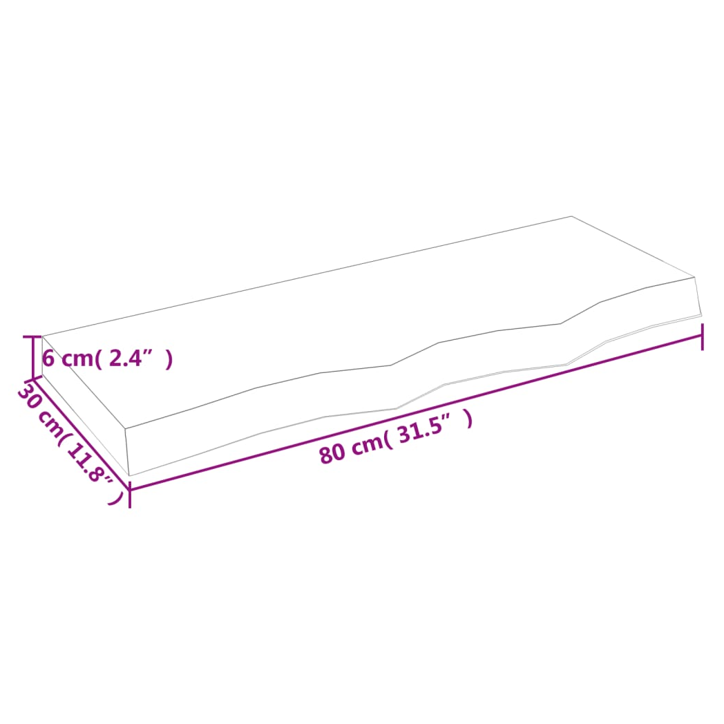Bathroom Countertop Light Brown 80x30x(2-6) cm Treated Solid Wood