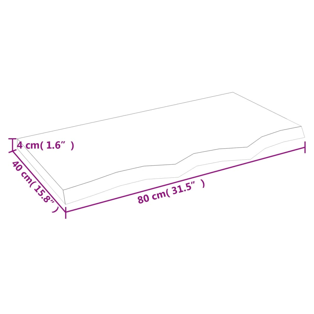 Bathroom Countertop 80x40x(2-4) cm Untreated Solid Wood