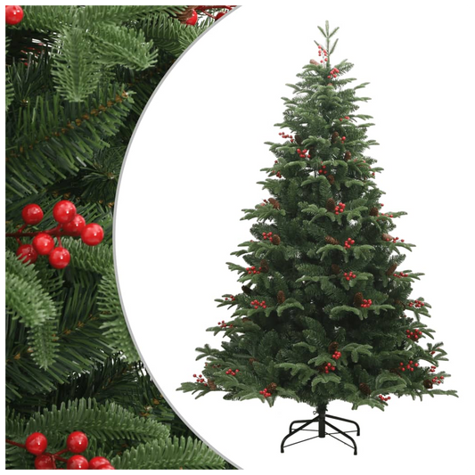 Artificial Hinged Christmas Tree with Cones and Berries 240 cm