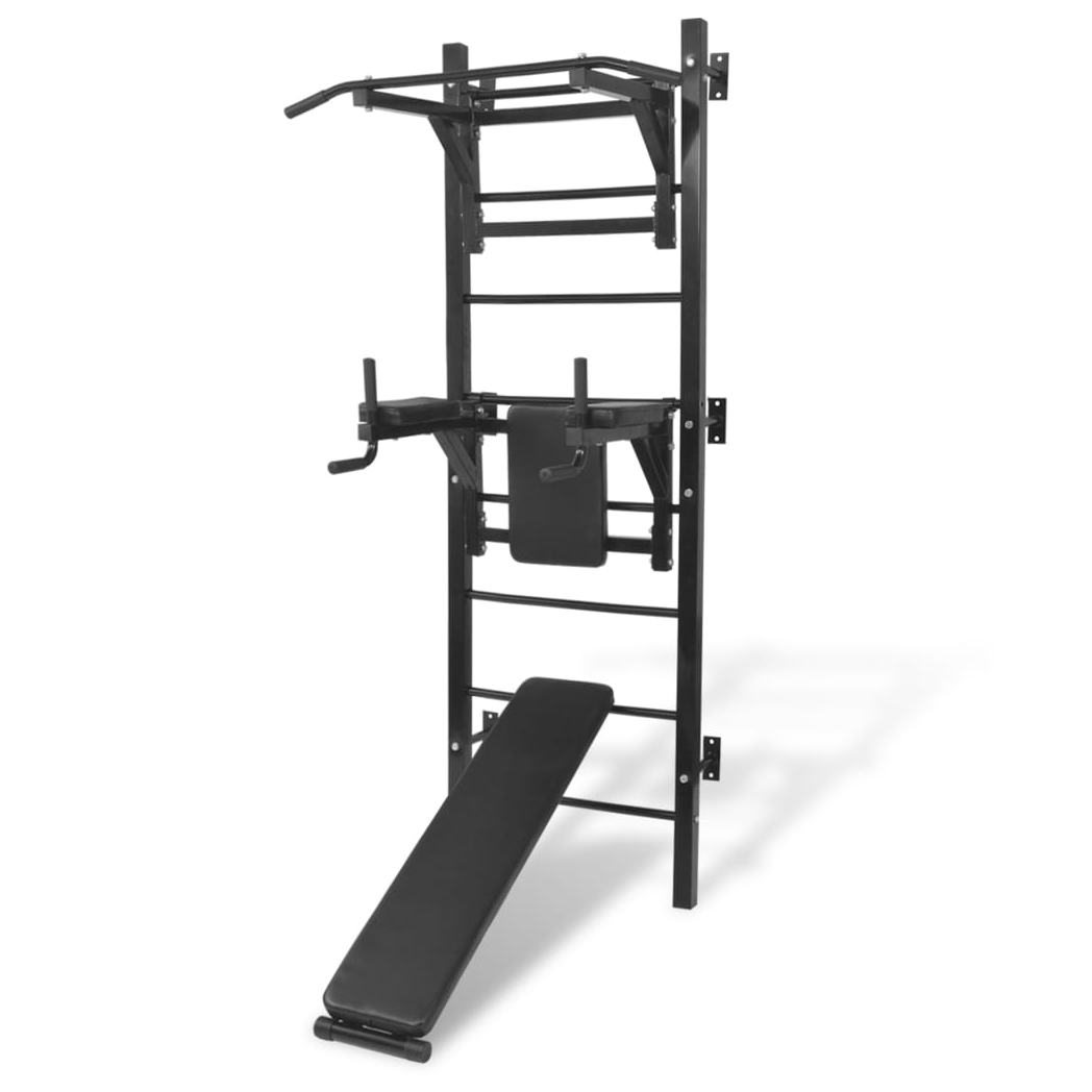 Wall-mounted Multi-functional Fitness Power Tower Black