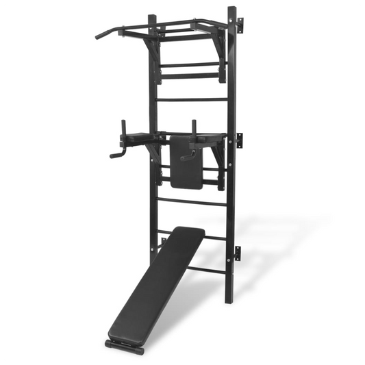 Wall-mounted Multi-functional Fitness Power Tower Black