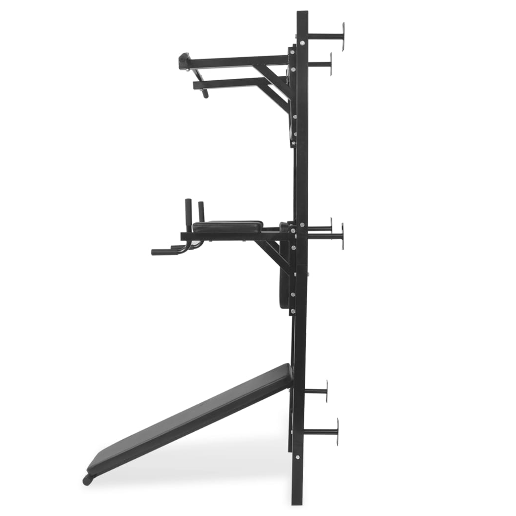 Wall-mounted Multi-functional Fitness Power Tower Black