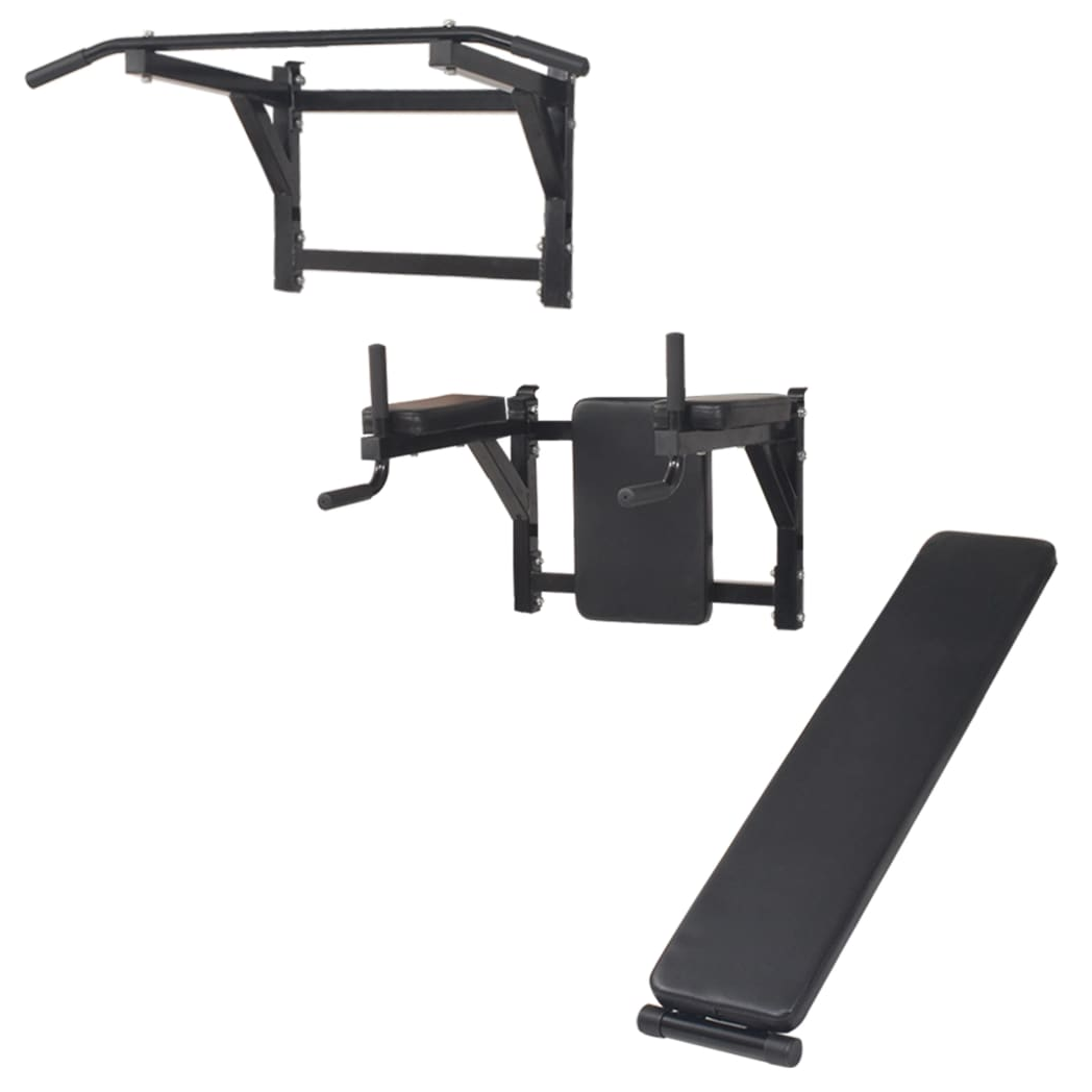 Wall-mounted Multi-functional Fitness Power Tower Black