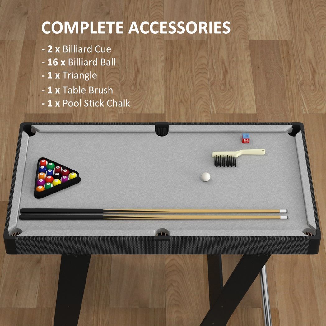 3.5ft Folding Billiard Table Set with Two Cues, 16 Balls, Chalk, Triangle, Brush