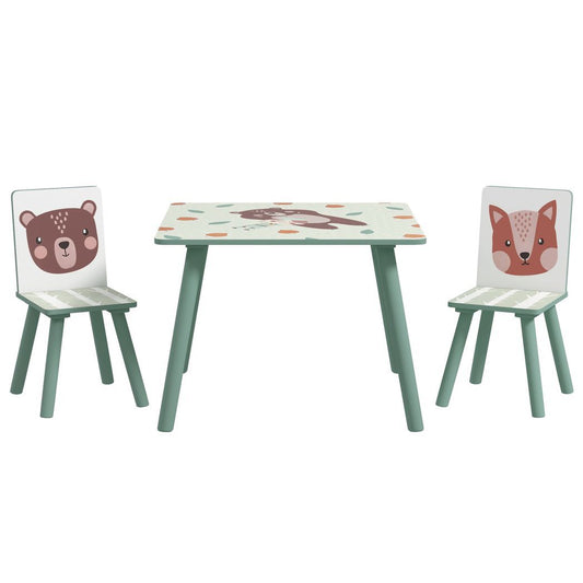 ZONEKIZ Kids Table and Chairs, Children Desk with 2 Chairs, Green