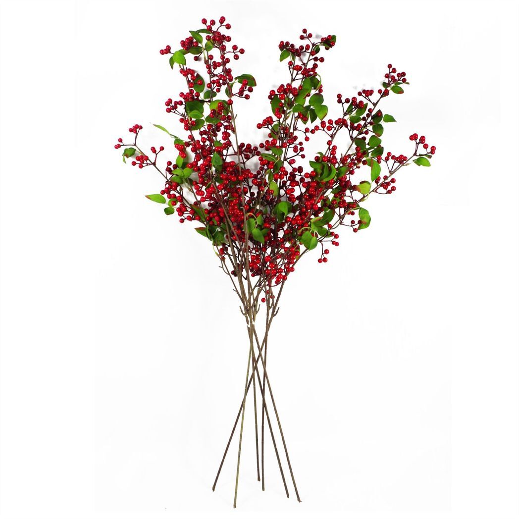 80cm Artificial Red Christmas Berry Spray