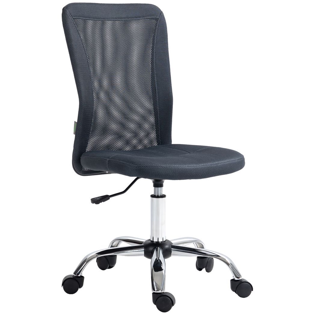 Vinsetto Armless Office Chair with Adjustable Height Mesh Back Wheels Dark Grey