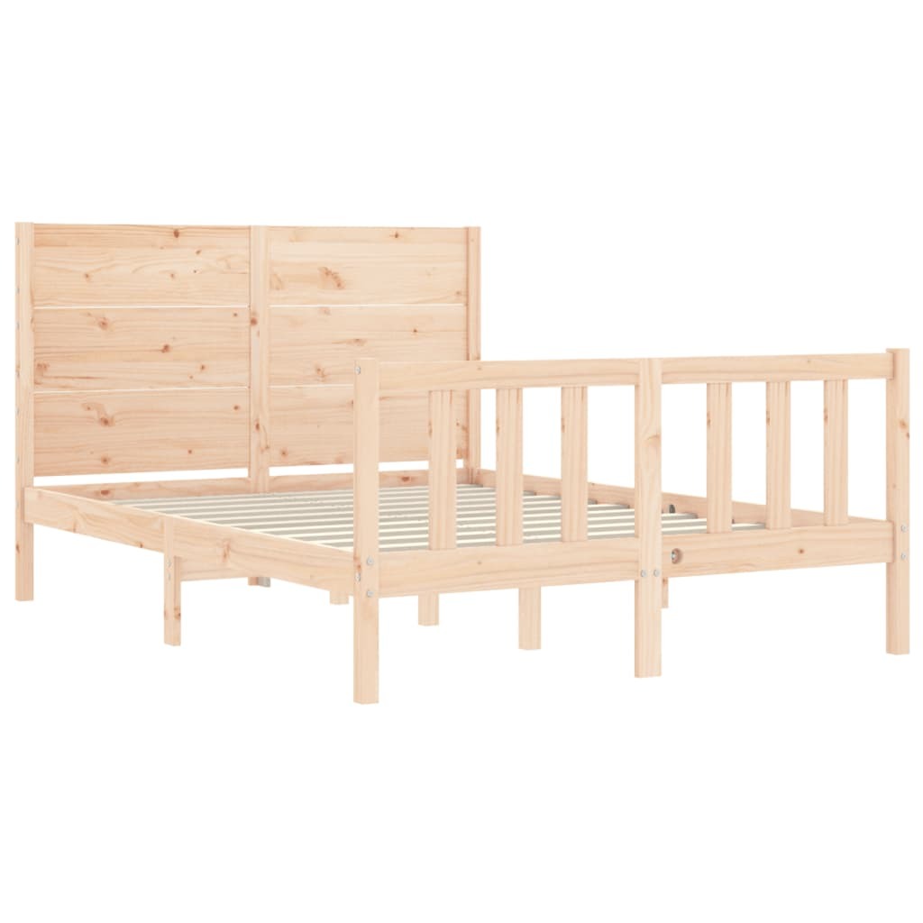 Bed Frame with Headboard Double Solid Wood