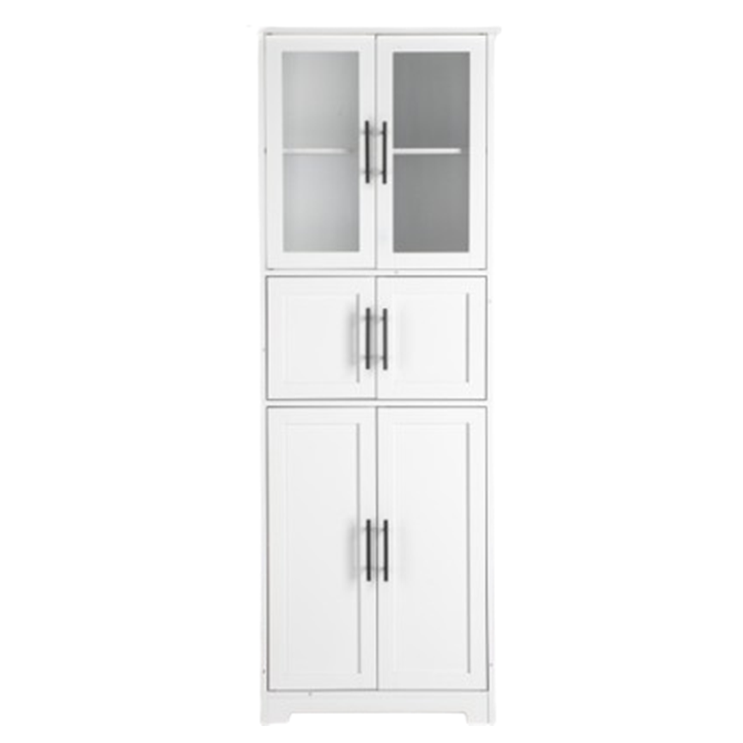 [FCH] Storage Bathroom Cabinet, 6-Door Bathroom High Cabinet, white