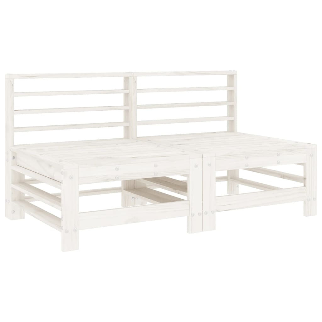 6 Piece Garden Lounge Set White Solid Wood Pine