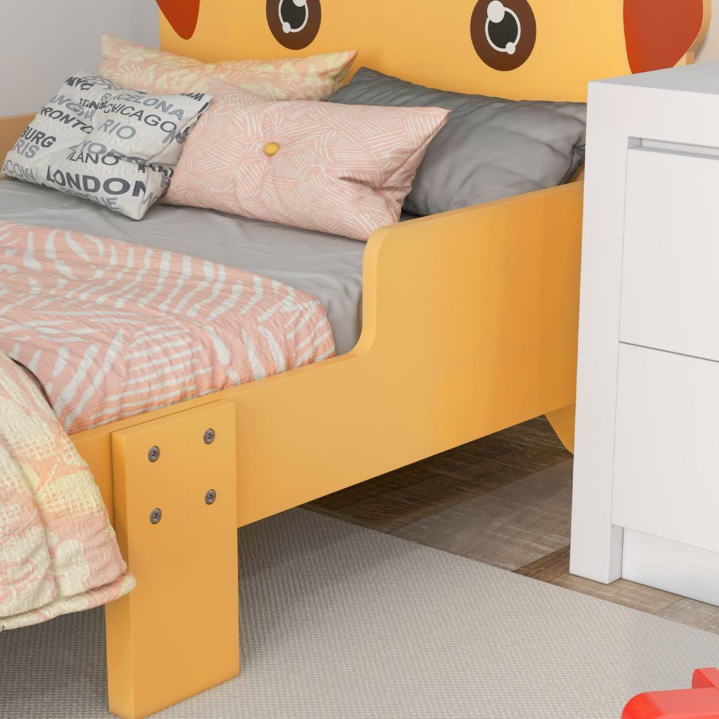 ZONEKIZ Toddler Bed Frame, Puppy-Themed Design, for Ages 3-6 Years - Yellow