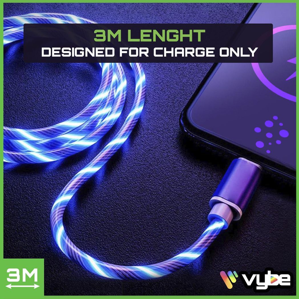 Vybe Great for Gaming 3M Light Up Charging Cable for Type-C Devices - Blue