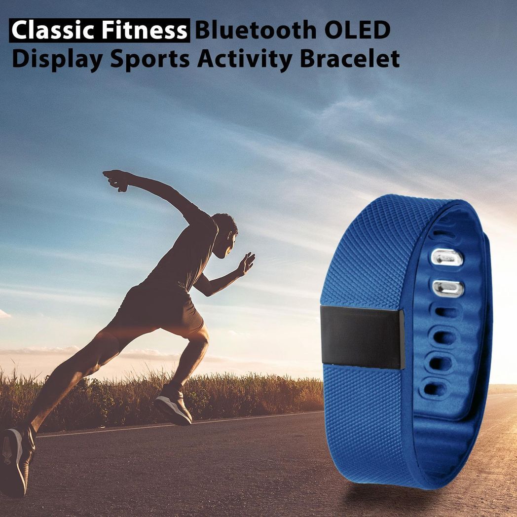 BAS-Tek Classic Fitness Bluetooth OLED display Sports Activity Bracelet - Navy