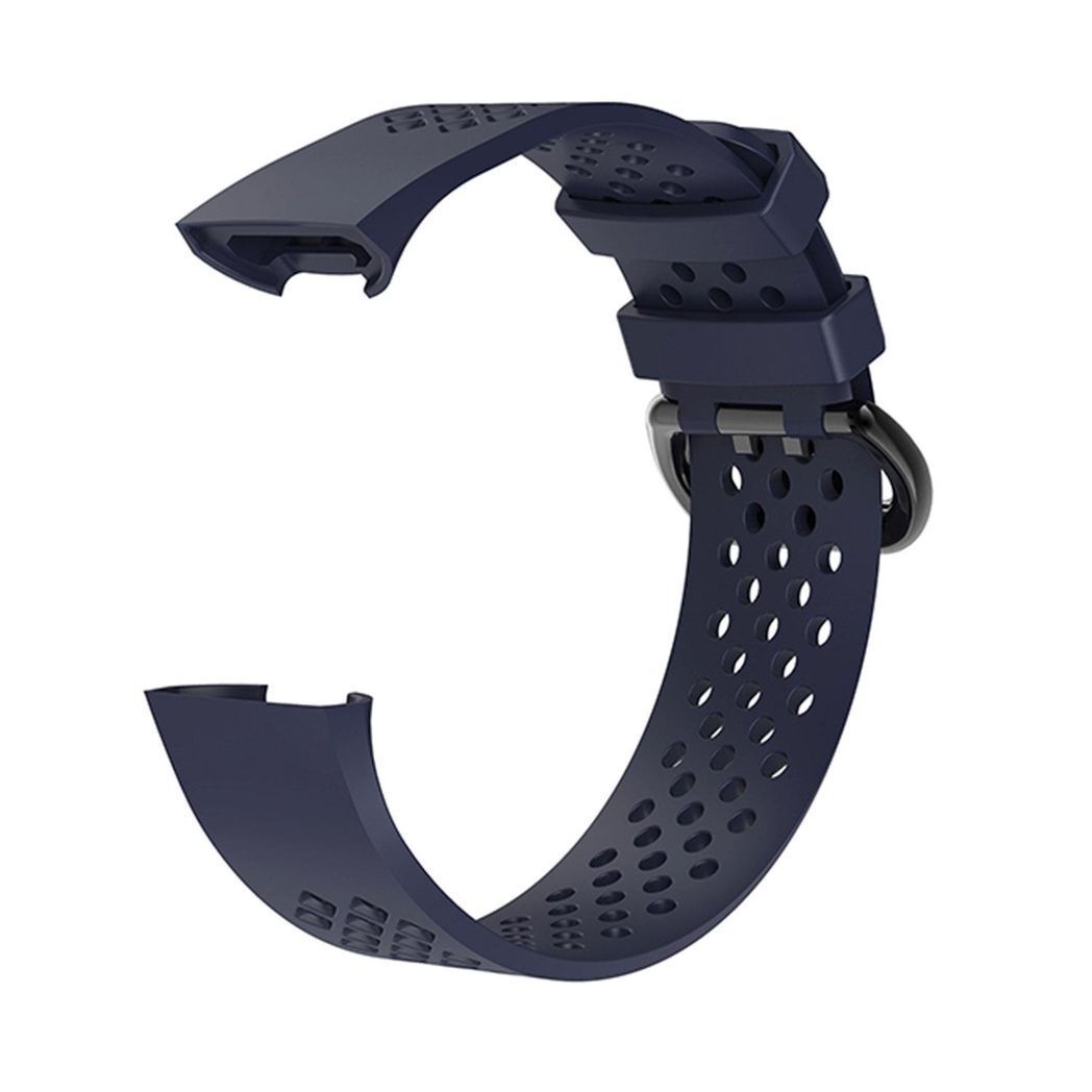 Aquarius Holes Soft Silicone Replacement Strap Band for Fitbit Charge 3[Navy,Small]