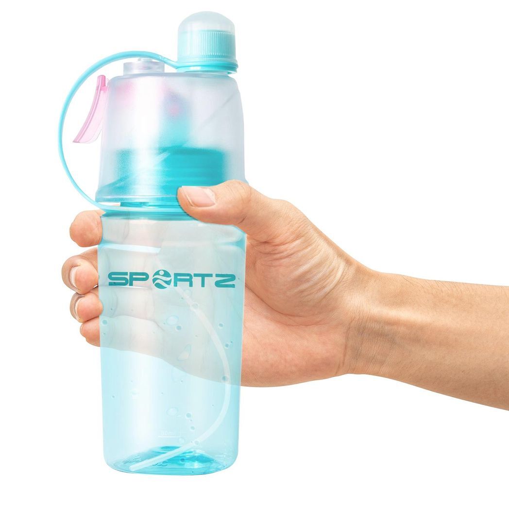 Aquarius Leak Proof Sports Water Bottle with Spray Function and Carry Strap, BPA Free - 400ml (Blue)