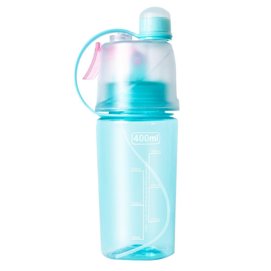 Aquarius Leak Proof Sports Water Bottle with Spray Function and Carry Strap, BPA Free - 400ml (Blue)