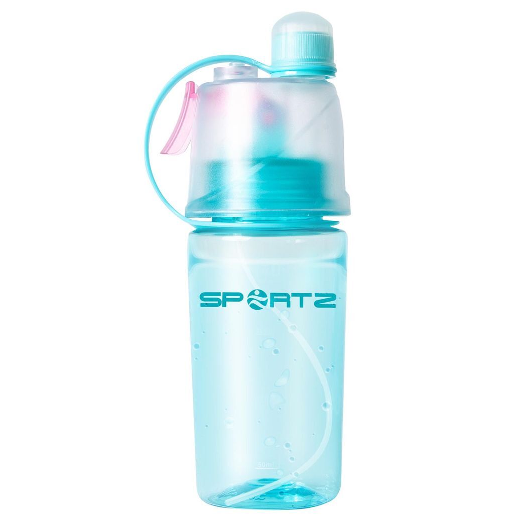 Aquarius Leak Proof Sports Water Bottle with Spray Function and Carry Strap, BPA Free - 400ml (Blue)