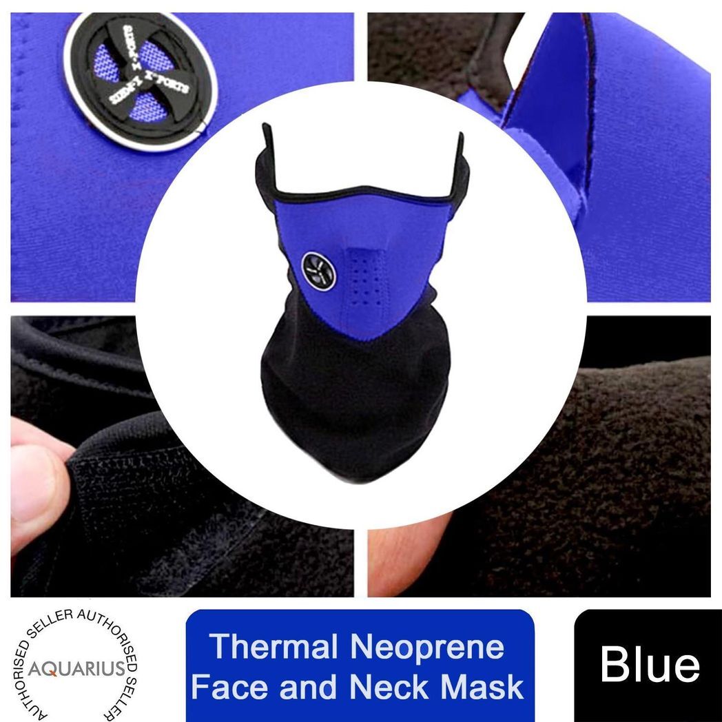 Aquarius Thermal Neoprene Face & Neck Mask Warm & Breathable Biker Mask, Blue